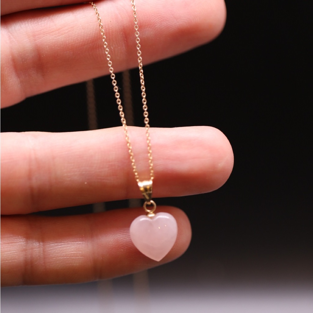 Jade Pink Heart 14k Yellow Gold